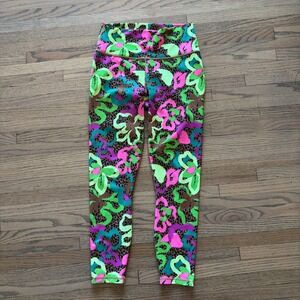 Fabletics PowerHold High Waisted Leggings Sm Neon Floral Leopard LGTB2043-5658